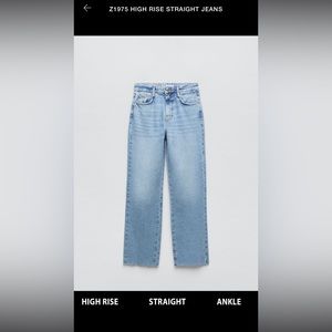 Zara High Rise Straight Jean